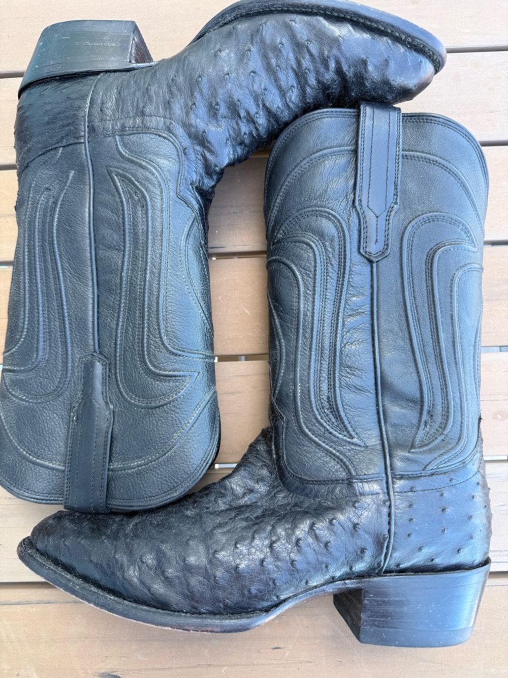 Tecovas "The Jessie" boots in Midnight (black) full-quill ostrich